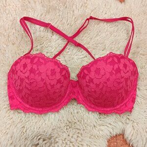 PINK Fuscia Padded lace bra 32D